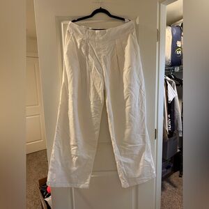 Abercrombie & Fitch White Wide-Leg linen Pants